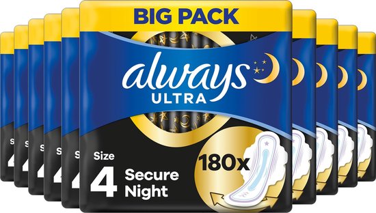 Always Ultra Secure Night - 180 Stuks - Maandverband Met Vleugels
